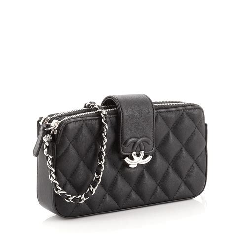 chanel leather zip clutch|Chanel clutch with chain 2021.